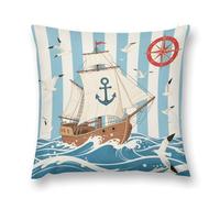 LLUTSNTH Throw Pillow Covers Nautical Coastal Double-Sided Farmhouse Cushion Covers Decorative Throw Pillowcase with Hidden Zipper Lumbar Pillow Cover for Sofa Bed Living Room Outdoor Decor 12 "x12
