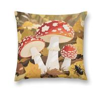 LLUTSNTH Throw Pillow Covers Red White Mushroom Double-Sided Farmhouse Cushion Covers Decorative Throw Pillowcase with Hidden Zipper Lumbar Pillow Cover for Sofa Bed Living Room Outdoor Decor 20 "x20