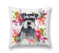 LLUTSNTH Throw Pillow Covers Schnauzer Double-Sided Farmhouse Cushion Covers Decorative Throw Pillowcase with Hidden Zipper Lumbar Pillow Cover for Sofa Bed Living Room Outdoor Decor 12 "x12