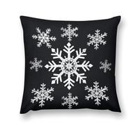 LLUTSNTH Throw Pillow Covers White Snowflake Double-Sided Farmhouse Cushion Covers Decorative Throw Pillowcase with Hidden Zipper Lumbar Pillow Cover for Sofa Bed Living Room Outdoor Decor 18 "x18