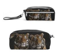 LLUTSNTH Tiger in Cave Pencil Case - Large Capacity Pen Pouch Aesthetic Makeup Bag with Zipper Leather Pencil Bag for Stationery, Art Supplies, Travel Essentials