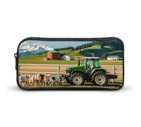 LLUTSNTH Tractor Milk Farm Pencil Case - Large Capacity Pencil Pouch Aesthetic Makeup Bag with Zipper for Stationery, Art Supplies, Travel Essentials