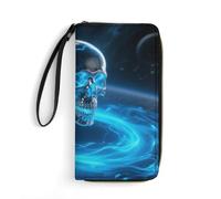 LLUTSNTH Transparent Energy Metal Skull Womens Wallet Leather Money Clip Coin Purse Clutch Wristlet Travel Long Wallets