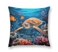 LLUTSNTH Tropical Fish Starfish Throw Pillow Cover 12 "x12, Cute Cushion Cover Decorative Pillow Case with Invisible Zipper - Plush Farmhouse Fall Decor Pillowcase for Couch, Sofa, Bedroom