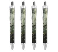 LLUTSNTH Tropical Plants Monkey Ballpoint Pens Black Medium Point 0.55mm Ball Point Pen Retractable Office Pens with Super Soft Grip Writing Ink Pen for Men Women 4 PCS