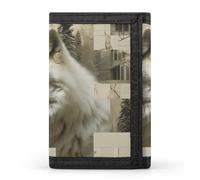 LLUTSNTH Two Flower Roosters Trifold Wallet for Men - Slim 8 Card Slots, Zipper Coin Purse Money Clip, Cash Compartment, Wolves and Their Home, One Size, Modern