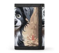 LLUTSNTH Two Flower Roosters Trifold Wallet for Men - Slim 8 Card Slots, Zipper Coin Purse Money Clip, Cash Compartment, Whimsical Dog, One Size, Modern