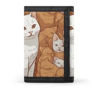 LLUTSNTH Two Flower Roosters Trifold Wallet for Men - Slim 8 Card Slots, Zipper Coin Purse Money Clip, Cash Compartment, White Cat and Hamster, One Size, Modern