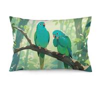 LLUTSNTH Two Parakeets Lumbar Throw Pillow Covers 12 "x20 Decorative Rectangle Pillowcase with Hidden Zipper Pillow Case Soft Cushion Cover for Couch Bedroom Living Room Only Cover No Insert