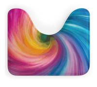LLUTSNTH U-Shaped Toilet Bath Mat - Rainbow Colored Swirl Toilet Rugs Contour Bath Rug Super Absorbent Washable, Non-Slip Quick Dry Bathroom Floor Mat for Most Toilets 16x20 Inch