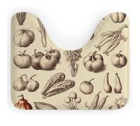 LLUTSNTH U-Shaped Toilet Bath Mat - Sketch Style Vegetables Toilet Rugs Contour Bath Rug Super Absorbent Washable, Non-Slip Quick Dry Bathroom Floor Mat for Most Toilets 16x20 Inch