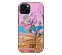 LLUTSNTH Vapor Mechanical Flower for iPhone 15/Pro Case Durable Shockproof Glass Protective Cover with Cute Pattern Design Protection for Women & Men