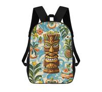 LLUTSNTH Vintage Aloha Tiki Pattern 17 Inch Laptop Backpack for Men Women Travel Daypack with Pockets Work Bag for Office