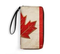 LLUTSNTH Vintage Canada Flag Womens Wallet Leather Money Clip Coin Purse Clutch Wristlet Travel Long Wallets