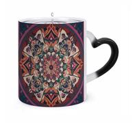 LLUTSNTH Vintage Mandala Color Changing Mug Heat Changing Coffee Cup Funny Magic Mug Novelty Heat Sensitive Coffee Mugs for Men Women Office Christmas Birthday Gift 12 Oz