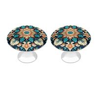 LLUTSNTH Vintage Mandala Flowers Kitchen Cabinet Knobs Drawer Pulls Dresser Knobs Cabinet Pull Modern Dresser Handle Stainless Steel Drawer Handles Door Handles Cupboard Pulls 2Pcs