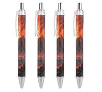 LLUTSNTH Volcano Wonder Ballpoint Pens Black Medium Point 0.55mm Ball Point Pen Retractable Office Pens with Super Soft Grip Writing Ink Pen for Men Women 4 PCS