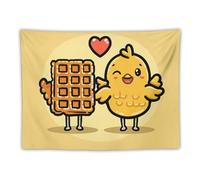 LLUTSNTH Waffles And Chicken Tapestry with Hanging Kit, Vintage Aesthetic Tapestry Wall Hanging for Bedroom Living Room Dorm Decor, Bohemian Personalized Backdrop for Home Decoration 30"x40"