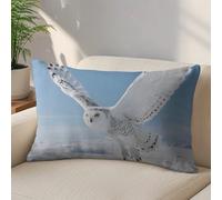 LLUTSNTH White Snowy Owl Throw Pillow Covers 12 "x20 Decorative Lumbar Pillowcase with Hidden Zipper Pillow Case Soft Cushion Cover for Couch Bedroom Living Room