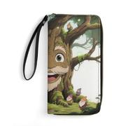 LLUTSNTH Wise-old-tree-with-dwarves Womens Wallet Leather Money Clip Coin Purse Clutch Wristlet Travel Long Wallets