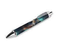 LLUTSNTH Wolf Under The Starry Sky Ballpoint Pens Black Medium Point 0.55mm Ball Point Pen Retractable Office Pens with Super Soft Grip Writing Ink Pen for Men Women 1 PCS