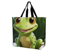 LLUTSNTH Wolf Under The Starry Sky Shopping Bag for Women Tote Bag Beach Bags Shoulder Bags for Groceries Travel, Cute Frog, 40x40x16cm