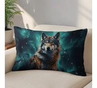LLUTSNTH Wolf Under The Starry Sky Throw Pillow Covers 12 "x20 Decorative Lumbar Pillowcase with Hidden Zipper Pillow Case Soft Cushion Cover for Couch Bedroom Living Room