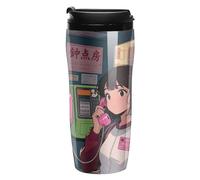 LLUTSNTH Women in The Phone Booth Insulated Coffee Tumbler Reusable Iced Coffee Cup Double-Wall Plastic Drinking Cups Hot Coffee Travel Mug, BPA-Free, Shatter-Proof, Dishwasher-Safe 12 Oz