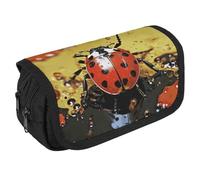 LLUTSNTH Women's Day Greeting Card 2 Compartments Pencil Case Makeup Bag | Large Capacity Polyester Pencil Pouch with Handle | Toiletry & Cosmetic Bag Organizer for Travel Office, Paint spotted