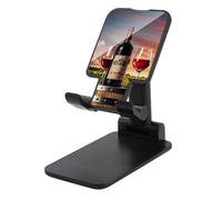LLUTSNTH Wooden Wine Barrel on Wine Bottle Cell Phone Stand for Desk Adjustable Foldable Desktop Phone Holder Cradle Dock Portable Stand Compatible with 4-13 Inch Smartphones & Tablets
