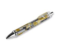 LLUTSNTH Yellow Gray Abstract Art Painting Ballpoint Pens Black Medium Point 0.55mm Ball Point Pen Retractable Office Pens with Super Soft Grip Writing Ink Pen for Men Women 1 PCS
