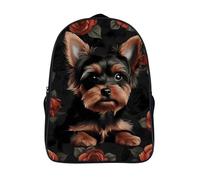 LLUTSNTH Yellow Lion Head Laptop Backpack for Men & Women Travel Daypack with Pockets, Work Bag for Office 16 In, Yorkie Puppy, 40x28x16cm