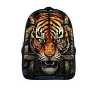LLUTSNTH Yellow Lion Head Laptop Backpack for Men & Women Travel Daypack with Pockets, Work Bag for Office 16 In, Multiple Tiger Head Pictures, 40x28x16cm