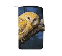LLUTSNTH Yellow Snowy Owl Travel Wallet Slim Leather Wallets Clutch Organizer Purse Coin Pocket for Men Women