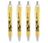 LLUTSNTH Yellow Steam Train Ballpoint Pens Black Medium Point 0.55mm Ball Point Pen Retractable Office Pens with Super Soft Grip Writing Ink Pen for Men Women 4 PCS