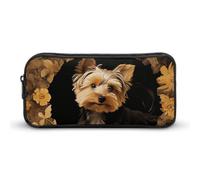 LLUTSNTH Yorkshire Terrier in The Cave Pencil Case - Large Capacity Pencil Pouch Aesthetic Makeup Bag with Zipper for Stationery, Art Supplies, Travel Essentials