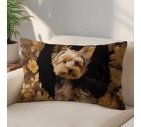 LLUTSNTH Yorkshire Terrier in The Cave Throw Pillow Covers 12 "x20 Decorative Lumbar Pillowcase with Hidden Zipper Pillow Case Soft Cushion Cover for Couch Bedroom Living Room