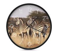 LLUTSNTH Zebras On South Africa Wall Clock Vintage Round Clocks Silent Non Ticking Clock Personalized Pattern Modern Clocks for Home Office Decoration 10 Inch