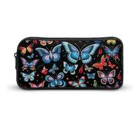 LLUTSNTH Zeeland Butterfly Pencil Case - Large Capacity Pencil Pouch Aesthetic Makeup Bag with Zipper for Stationery, Art Supplies, Travel Essentials