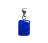 LLUXIA Lapis Lazuli Pendant - Natural Rectangular Polished Stone - Energy & Lithotherapy Jewellery - Gift Idea - Chain Not Included