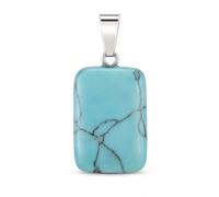 LLUXIA Natural Stone Pendant - Unisex Men Unisex Natural Stone Elegant Rectangle Lucky Charm Pendant Gift - Chain Not Included (Turquoise)