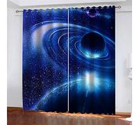LLWERSJ Eyelet Blackout Curtains Space galaxy Thermal Insulated Curtains Printed Polyester Curtains for Boys Girls for Bedroom living room Nursery Child Kids 140x180cm x 2 pcs