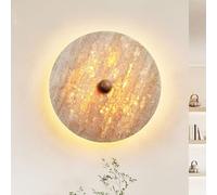 LLXDFUU Creative Cream Style Large Stone Wall Light 30/40cm Warm Light 3000K Wall Lamp Natural Yellow Travertine Wall Light Fixtures LED Bedroom Living Room Background Home Decorative Lighting