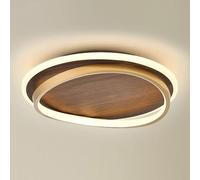 LLXDFUU Home Decoration Farmhouse LED Ceiling Light Wood Grain Finish Half Recessed Round Round Mid Century Modern Ceiling Lamp Gold Ring Antique Vintage Light Fixture For Living Room Bedroom