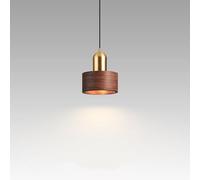 LLXDFUU Modern Pendant Light Walnut Wooden Pattern Pendant Lamp Fixture Scandinavian Metal Gold Inner Finish Adjustable Hanging Lighting For Kitchen Island Dining Room Office Hallway Foyer Bedroom