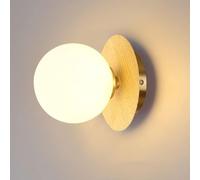 LLXDFUU Modern Simple Wood Grain Wall Light Walnut Color Living Room Wall Sconces Nordic G9 Globe Wall Mount Lamp Elegant Decor LED Wall Sconces For Bedroom Bedside Hallway Corridor Living Room