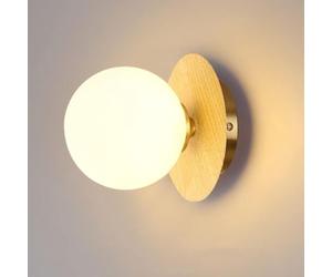 LLXDFUU Modern Simple Wood Grain Wall Light Walnut Color Living Room Wall Sconces Nordic G9 Globe Wall Mount Lamp Elegant Decor LED Wall Sconces For Bedroom Bedside Hallway Corridor Living Room