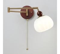 LLXDFUU New American Adjustable Swing Arm Wall Lamp Modern Vintage Wall Lighting Fixture With Pull Switch Wall Sconces Walnut Base Nordic Indoor Wall Mounted Lamp For Bedroom Living Room Hallway
