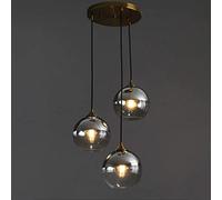 LLXDFUU Nordic Modern Glass Pendant Light Gold/Silver Glass Ball 3-Lights Vintage Hanging Lights Simple Line Light Indoor Decoration E27 Base Home Fixtures Beside Bedroom Living Room Suspension Lamp