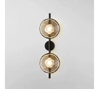 LLXDFUU Simplicity Plating Iron Wall Sconce Post-Modern Double-Headed Home Decoration Glass Kitchen Wall Light Living Room Corridor Wall Lamp For Hotel Entrance Nordic Bedside Decor Ambient Lamp